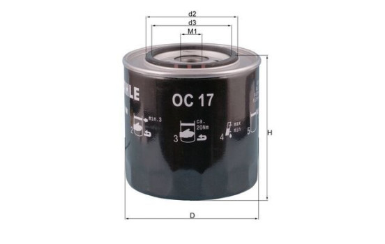 Oil Filter OC 17 Mahle, Image 2
