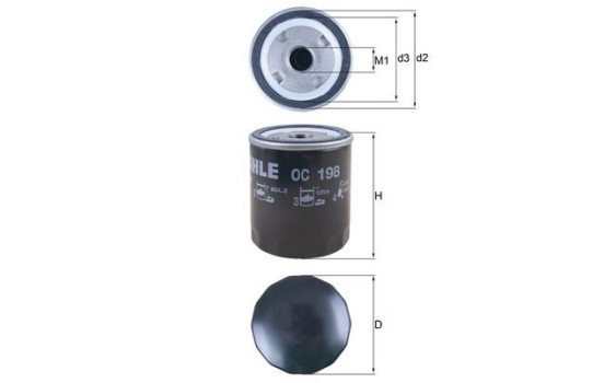 Oil Filter OC 198 Mahle, Image 2