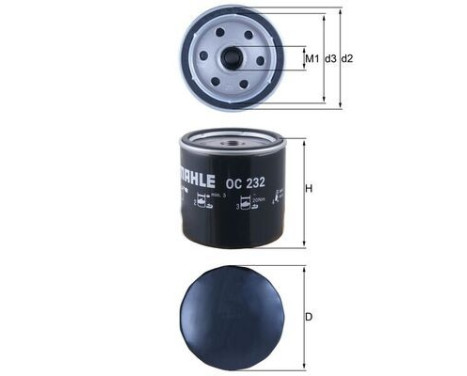 Oil Filter OC 232 Mahle, Image 2