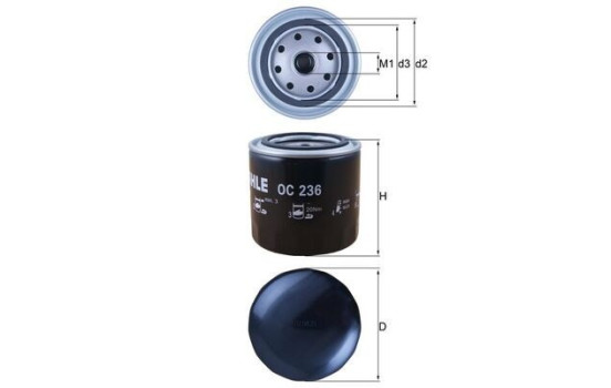 Oil Filter OC 236 Mahle, Image 2