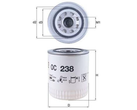 Oil Filter OC 238 Mahle, Image 3