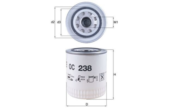 Oil Filter OC 238 Mahle, Image 3