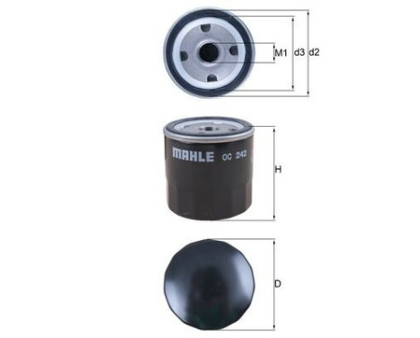 Oil Filter OC 242 Mahle, Image 2