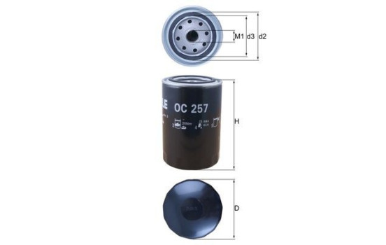 Oil Filter OC 257 Mahle, Image 2