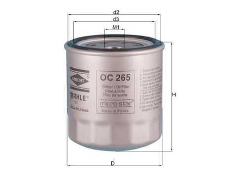 Oil Filter OC 265 Mahle, Image 2