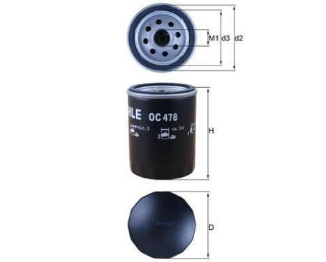 Oil Filter OC 478 Mahle, Image 2