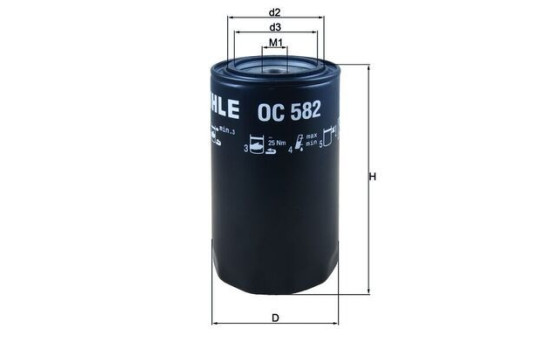 Oil Filter OC 582 Mahle, Image 2