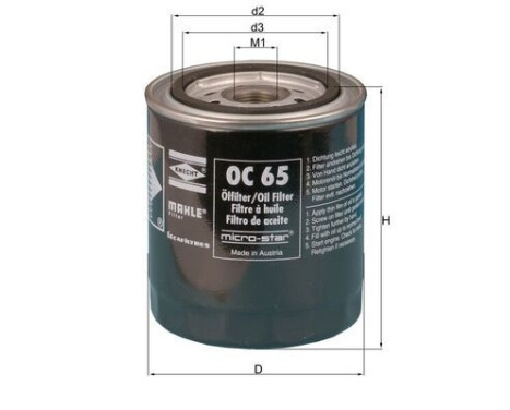 Oil Filter OC 65 Mahle, Image 2