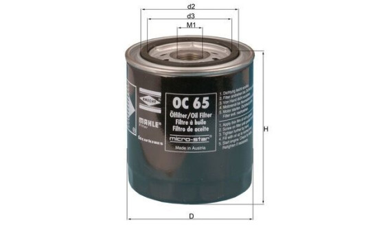 Oil Filter OC 65 Mahle, Image 2