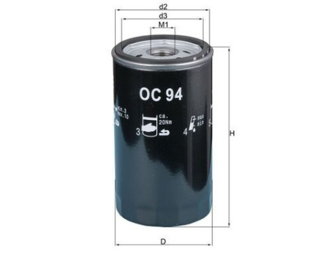 Oil Filter OC 94 Mahle, Image 3
