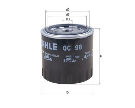 Oil Filter OC 98 Mahle, Image 2