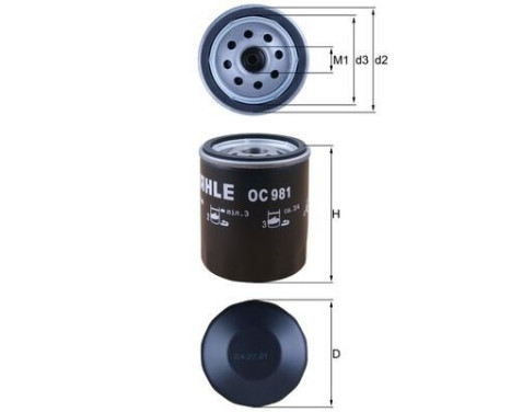 Oil Filter OC 981 Mahle, Image 4