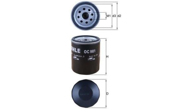 Oil Filter OC 981 Mahle, Image 4