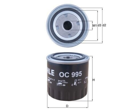 Oil Filter OC 995 Mahle, Image 2