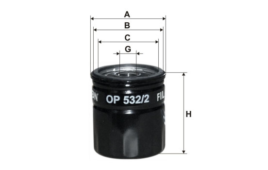 Oil filter OP 532/2 Filtron, Image 2