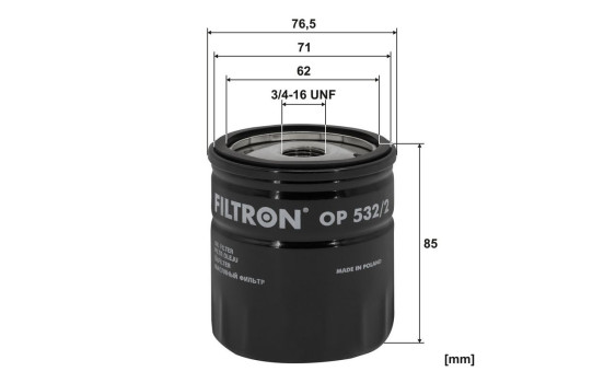 Oil filter OP 532/2 Filtron, Image 3