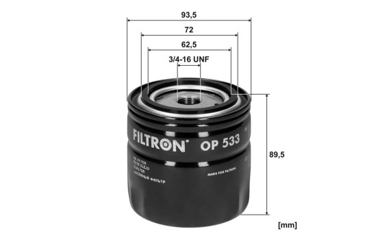 Oil filter OP 533 Filtron, Image 2