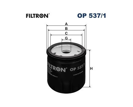 Oil filter OP 537/1 Filtron