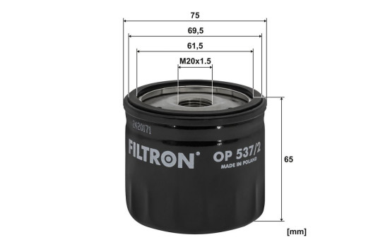 Oil filter OP 537/2 Filtron, Image 2