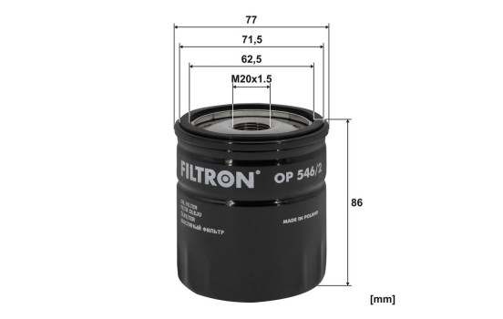 Oil filter OP 546/2 Filtron, Image 2