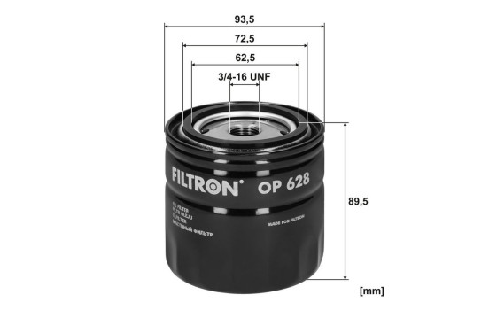Oil filter OP 628 Filtron, Image 3