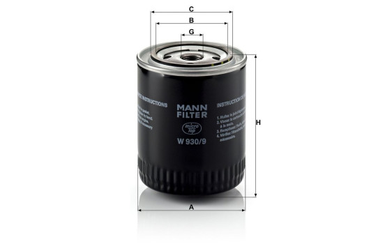 Oil Filter W 930/9 MANN-FILTER, Image 3