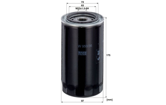Oil Filter W 950/36 MANN-FILTER, Image 3