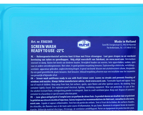 Eurol Windshield Washer Fluid Antifreeze -22°C 5L, Image 2