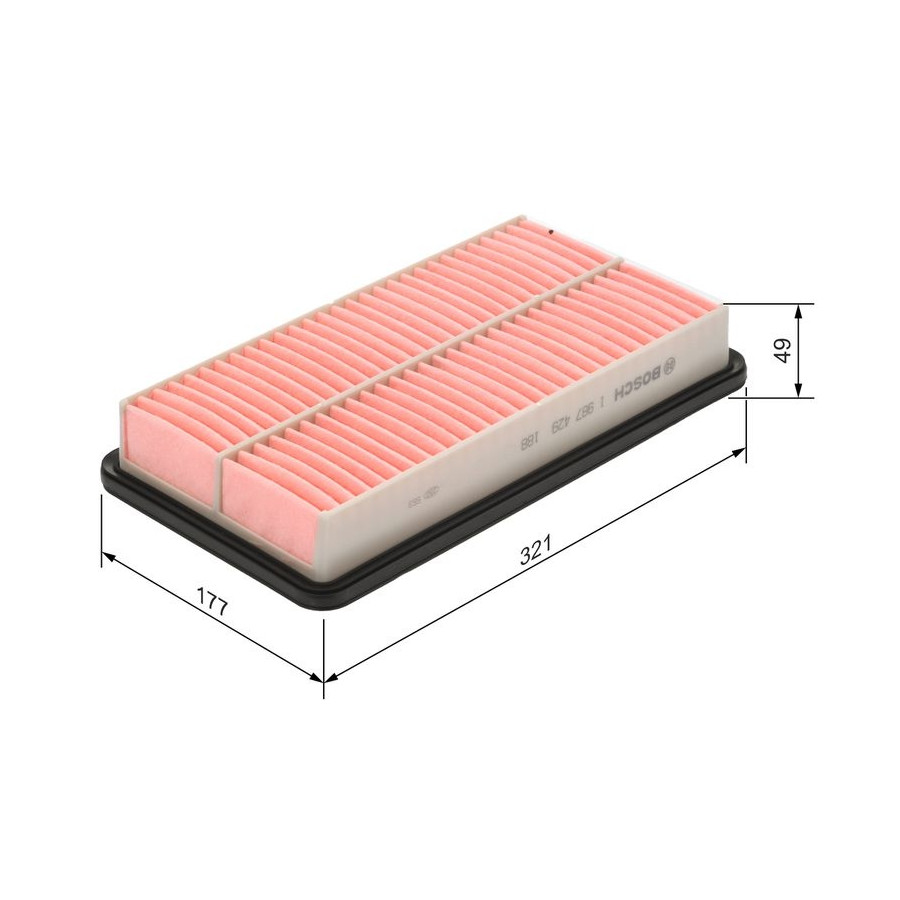 1 987 432 163 BOSCH M 2163 Interieurfilter Stoffilter, 236 mm x 98 mm x