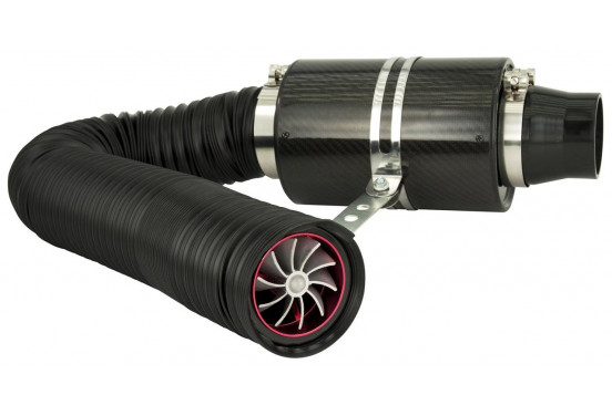 Universeel Luchtfiltersysteem Carbon incl. 1m Slang/Turbo/2 Adapters 76mm/63.5mm