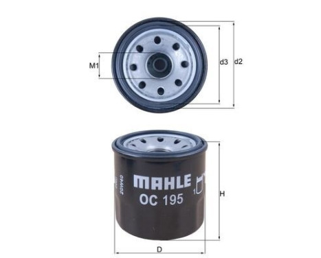 Filtre à huile OC 195 Mahle, Image 2
