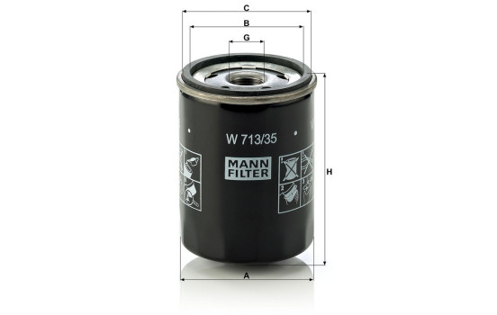 Filtre à huile W 713/35 Mann, Image 3