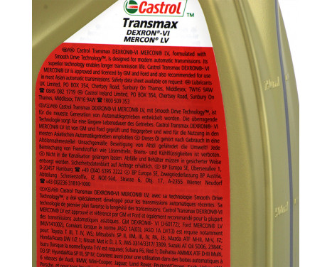 Huile de boîte de vitesses Castrol Transmax ATF Dexron VI /Mercon LV 1L, Image 2