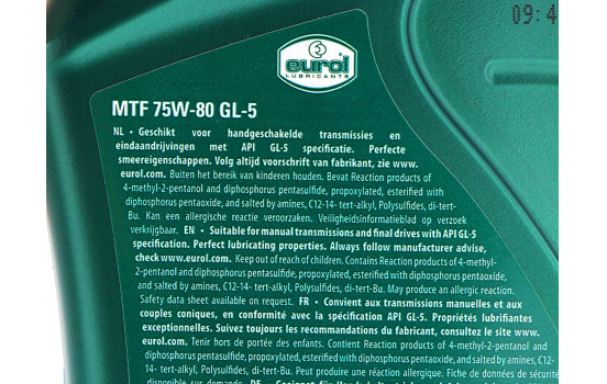 Huile de boîte de vitesses Eurol MTF GL5 75W-80 1L, Image 3