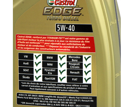 Huile moteur Castrol Edge Turbo Diesel 5W40 C3 1L, Image 4