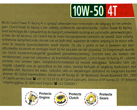 Huile moteur Castrol Power RS Racing 4 temps 10W50 1L, Image 3