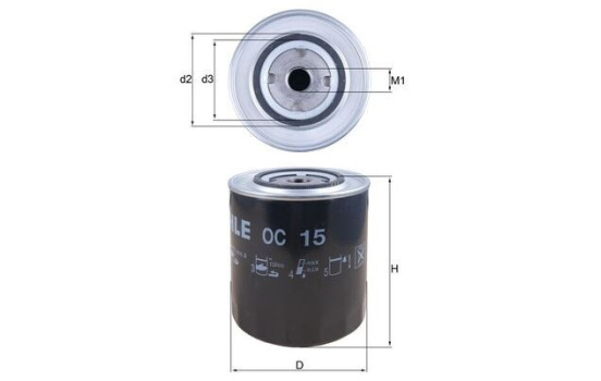 Filtro de aceite OC 15 Mahle, Imagen 2