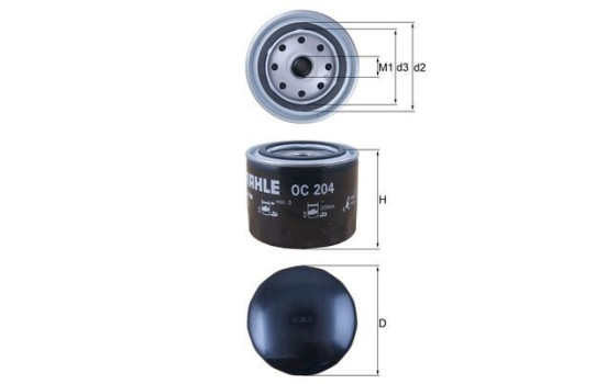 Filtro de aceite OC 204 Mahle, Imagen 2