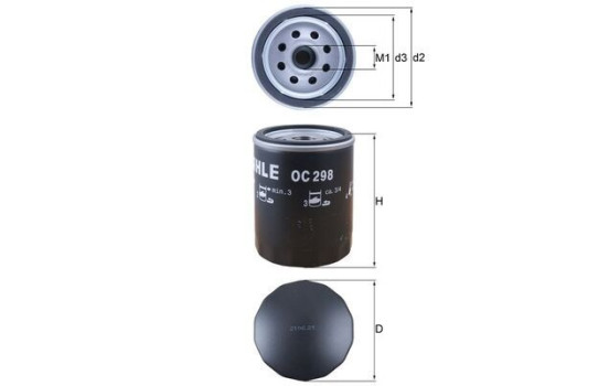 Filtro de aceite OC 298 Mahle, Imagen 2