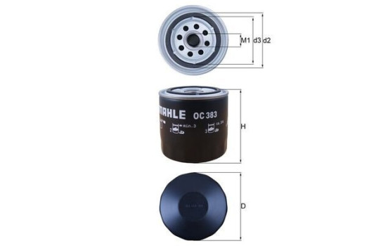 Filtro de aceite OC 383 Mahle, Imagen 3