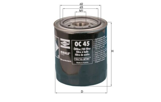 Filtro de aceite OC 45 Mahle, Imagen 2