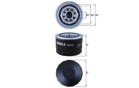 Filtro de aceite OC 570 Mahle, Imagen 3