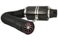 Sistema de filtro de aire universal de carbono con manguera de 1 m, turbo y 2 adaptadores de 76 mm/63,5 mm.