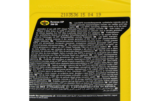 Aceite de motor Kroon-Oil Duranza LSP 5W30 A1/B1 1L, Imagen 3