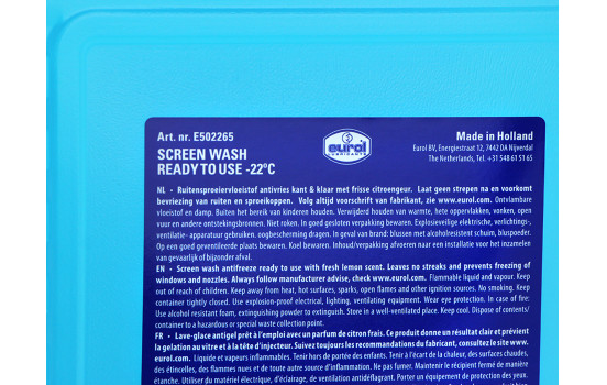 Anticongelante lavaparabrisas Eurol -22 °C (4 unidades, 5 l), Imagen 3