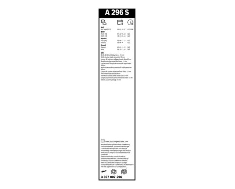 Bosch Aerotwin A296S torkarblad - Längd: 600/500 mm - uppsättning torkarblad fram, bild 14