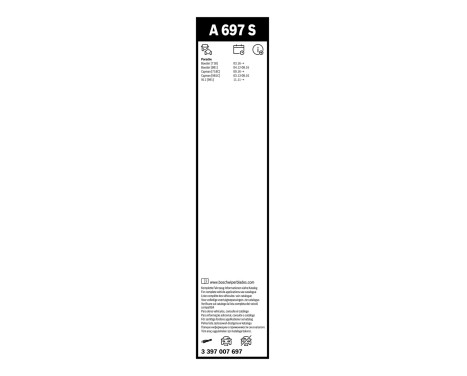 Bosch Aerotwin A697S torkarblad - Längd: 530/575 mm - uppsättning torkarblad fram, bild 3