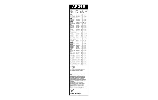 Bosch Aerotwin AP24U torkarblad - Längd: 600 mm - enkelt torkarblad fram, bild 14