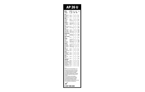 Bosch Aerotwin AP26U torkarblad - Längd: 650 mm - enkelt torkarblad fram, bild 3