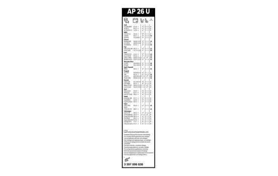 Bosch Aerotwin AP26U torkarblad - Längd: 650 mm - enkelt torkarblad fram, bild 14